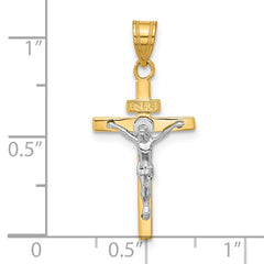 14K Two-tone INRI Crucifix Pendant - 4
