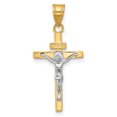 14K Two-tone INRI Crucifix Pendant - 4
