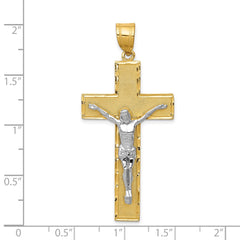 14K Two-tone Diamond-cut Crucifix Pendant - 5