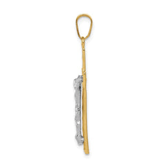 14K Two-tone Diamond-cut Crucifix Pendant - 3
