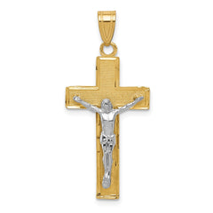14K Two-tone Diamond-cut Crucifix Pendant - 3