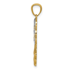 14k w/Rhodium Filigree Angel Pendant - 3