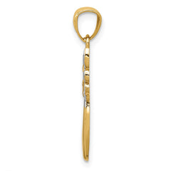 14k w/Rhodium Filigree Angel Pendant - 2