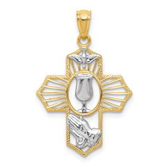 14k w/Rhodium Cross Pendant - 4