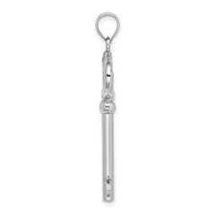 14K White Gold 3D KEY TO MY HEART Key Charm