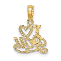 14K Polished and Textured I HEART YOU Charm