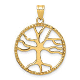 14K Tree of Life in Round Frame Pendant