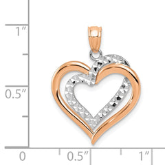 14K Two-tone Polished Diamond-cut Intertwined Hearts Pendant - 2