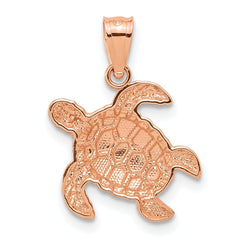 14k Rose Gold Diamond Cut Turtle Pendant
