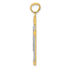 14K w/Rhodium Cross Pendant - 2