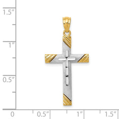 14K w/Rhodium Cross Pendant - 2