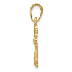14K Polished/Textured Guardian Angel W/Heart Pendant