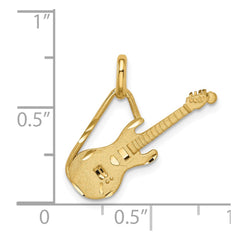 14K Brushed & Diamond-cut Guitar Pendant