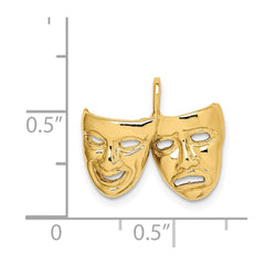 14K Polished Comedy/Tragedy Theater Masks Pendant