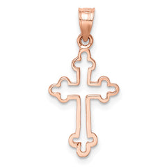 14K Rose Polished Cross Pendant - 2