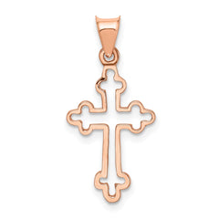 14K Rose Polished Cross Pendant - 2