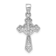 14K White Polished Cross Pendant - 2