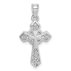14K White Polished Cross Pendant - 2