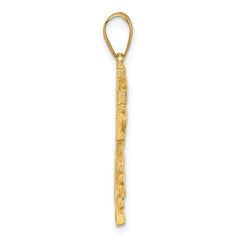 14K Polished/Textured Nugget Style Cross Pendant - 2
