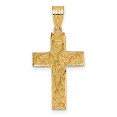14K Polished/Textured Nugget Style Cross Pendant - 2
