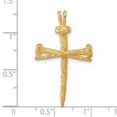 14K Polished Nail Cross Charm - 2