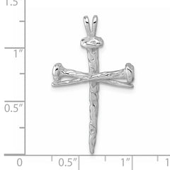 14K White Gold Nail Cross Charm - 2
