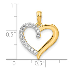 14k and Rhodium Polished Heart Pendant
