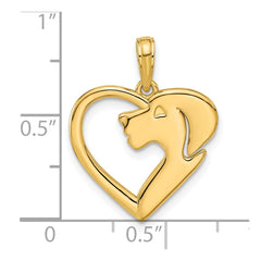 14K Polished Heart with Dog Charm