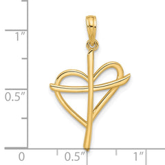 14k Fancy Cross and Heart Charm