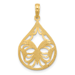 14K Polished Fancy Butterfly Teardrop Charm