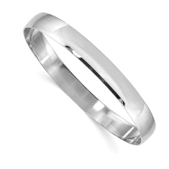 14k White Gold 8mm Solid Polished Half-Round Slip-On Round Bangle Bracelet