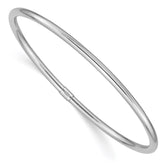 14k White Gold Polished Round Tube 3.00mm Slip-on Round Bangle Bracelet