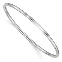 14k White Gold Polished Round Tube 3.00mm Slip-on Round Bangle Bracelet
