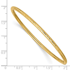 14k Polished Diamond-cut Tube 3.00mm Slip-on Round Bangle Bracelet