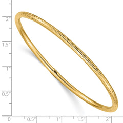 14k Polished Diamond-cut Tube 3.00mm Slip-on Round Bangle Bracelet - 2