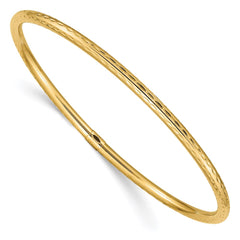 14k Polished Diamond-cut Tube 3.00mm Slip-on Round Bangle Bracelet - 2