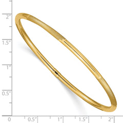 14k Polished and Satin Finish Diamond-cut 3.00mm Slip-on Round Bangle Bracelet