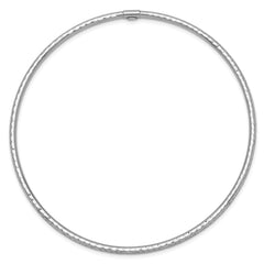 14k White Gold Polished Diamond-cut Tube 2.00mm Slip-on Round Bangle Bracelet
