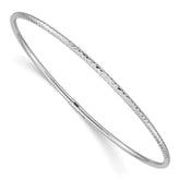 14k White Gold Polished Diamond-cut Tube 2.00mm Slip-on Round Bangle Bracelet
