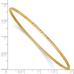 14k Polished Diamond-cut Tube 2.00mm Slip-on Round Bangle Bracelet