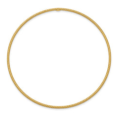 14k Polished Textured Twist 1.50mm Slip-on Round Bangle Bracelet