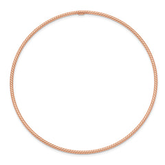 14k Rose Gold Polished Textured Twist 1.50mm Slip-on Round Bangle Bracelet