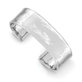 14k White Gold 19mm Hammered Polished Cuff Bangle Bracelet