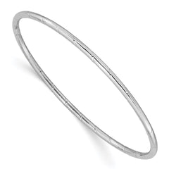 14k White Gold Polished Grooved 2.50mm Slip-on Round Bangle Bracelet