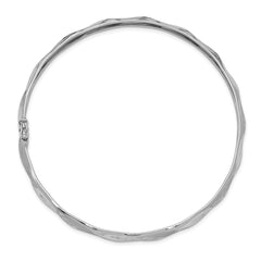 14k White Gold Polished Twisted 5.00mm Flexible Round Bangle Bracelet