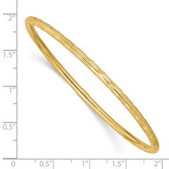 14k Polished Diamond-cut 3.00mm Slip-on Round Bangle Bracelet - 2