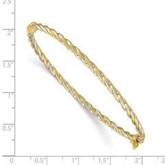 14k Two-Tone Polished 3.00mm Hinged Bangle Oval Bracelet