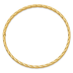 14K Polished Textured Twist 4.00mm Slip-on Round Bangle Bracelet