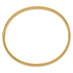 14k 3/16 Polished Textured 4.75mm Hinged Oval Bangle Bracelet