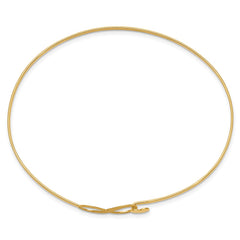 14K Brushed and Polished Infinity and Heart Clasp 1.65mm Flexible Oval Bangle Bracelet